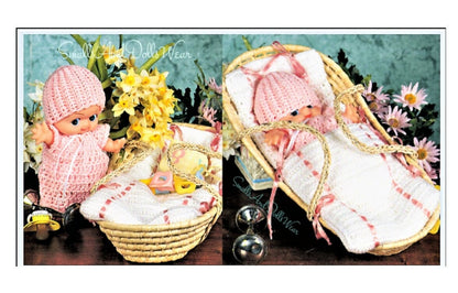 Vintage Crochet Pattern 7" 8" Baby Doll Clothes Layette and Bunting PDF Instant Digital Download Toy Doll Clothes Pajamas 3 Ply