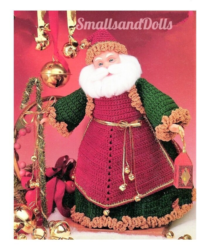 Vintage Crochet Pattern 16" Old Time Santa Claus Doll Old World Christmas Kris Kringle Toga PDF Instant Digital Download 10 Ply