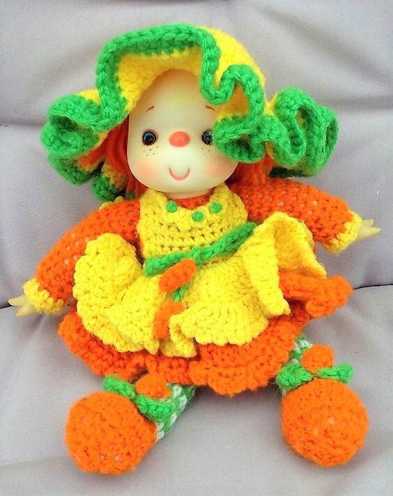 Vintage Crochet Pattern 14" Lollipop Lane Orange Marmalade Yarn Head Doll PDF Instant Digital Download Retro 1980s Dumplin Designs 4 Ply