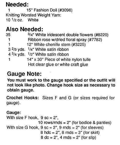 Vintage Crochet Pattern Victorian Bride Dress Outfit for 15" Fashion Dolls PDF Instant Digital Download Old Fashioned Doll Wedding Dress