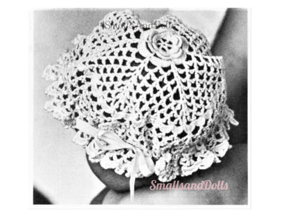 Vintage Crochet Pattern Pretty Baby Irish Lace Bonnet Rose PDF Instant Digital Download Lacy Circular Hat Cotton Thread