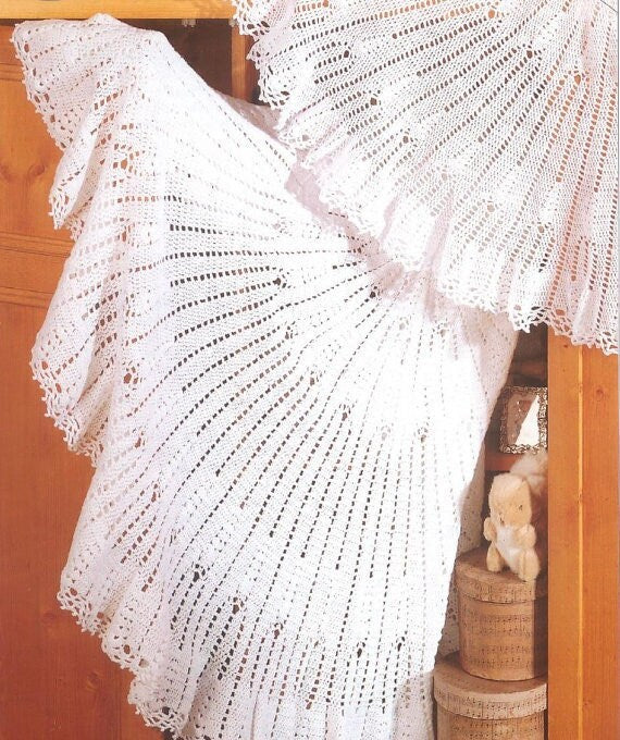 Vintage Crochet Pattern Round Circular Lacy Baby Shawl PDF Instant Digital Download in 2 Ply and 3 Ply