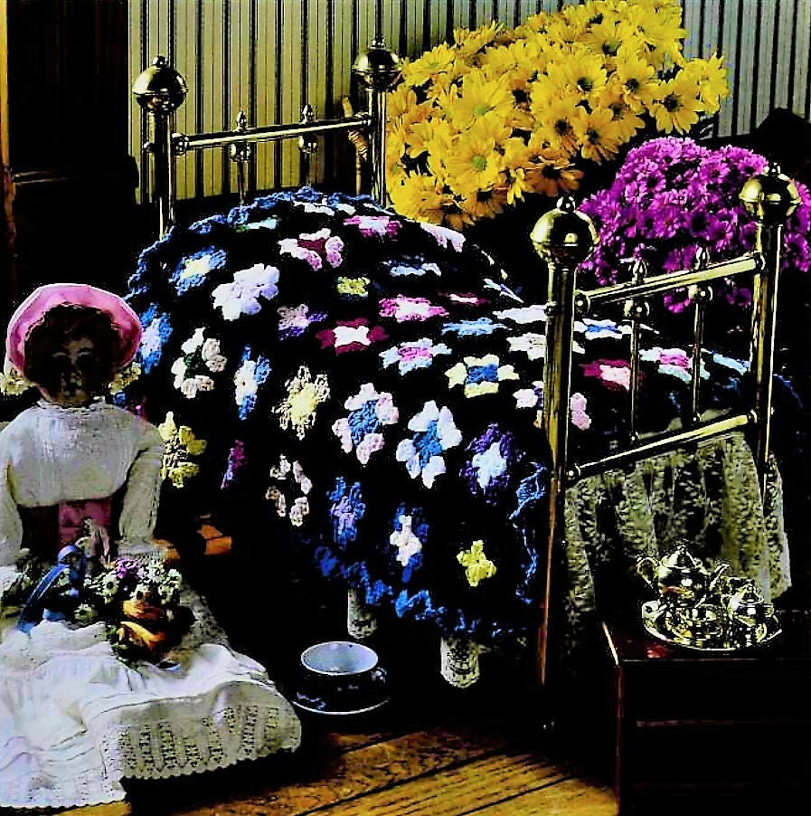 Vintage Crochet Pattern Doll Sized Classic Granny Square Afghan Tiny Small Doll Bed Blanket PDF Instant Digital Download 22x29 5 Ply
