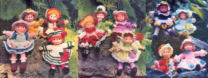 Vintage Crochet Patterns The Flower Girls Yarn Head Dolls PDF Instant Digital Download 12 Floral Craft Doll Designs Retro 1980s 4 Ply Mitzy