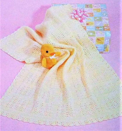 Vintage Crochet Pattern Simple Shells Baby Afghan Blanket PDF Instant Digital Download Lacy Crib Cot Cover 5 Ply