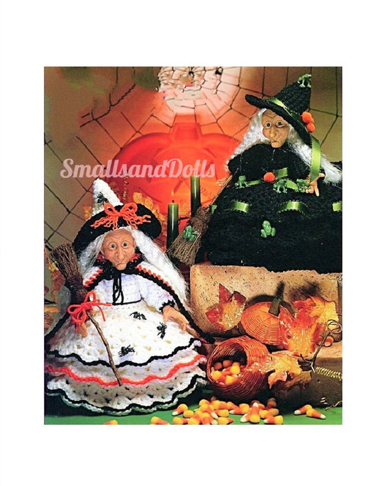 Vintage Crochet Pattern Halloween Witch Air Freshener Dolls PDF Instant Digital Download Spooky Treasure Keepers 10 Ply