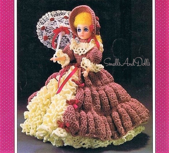 Vintage Crochet Pattern 15" Southern Belle Fashion Doll Outfit Ruffled Petticoat Dress PDF Instant Digital Download 10 Ply