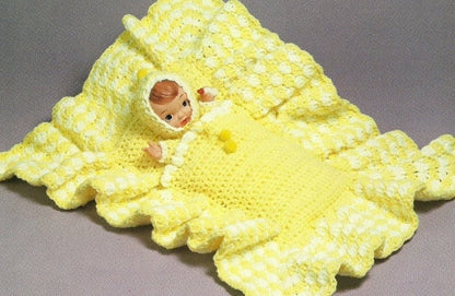Vintage Crochet Pattern Baby Doll In A Blanket PDF Instant Digital Download Crocheted Dolls Inside a Blanket 4 Ply