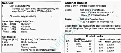 Vintage Crochet Pattern 24" Victorian Doll Dress 4 Piece Outfit PDF Instant Digital Download Rosebud Dress Headband 3 Ply