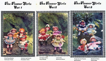 Vintage Crochet Patterns The Flower Girls Yarn Head Dolls PDF Instant Digital Download 12 Floral Craft Doll Designs Retro 1980s 4 Ply Mitzy