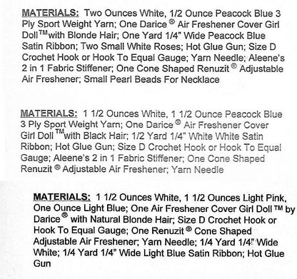 Vintage Crochet Pattern 6" Little Ladies Air Freshener Dolls Outfits PDF Instant Digital Download 5 Ply