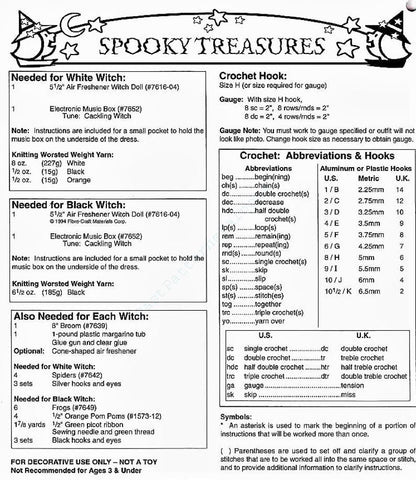 Vintage Crochet Pattern Halloween Witch Air Freshener Dolls PDF Instant Digital Download Spooky Treasure Keepers 10 Ply