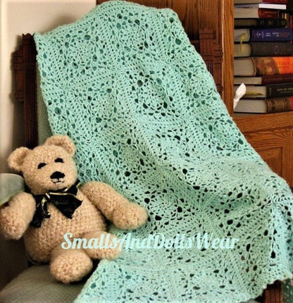 Vintage Crochet Pattern Light n Lacy Flower Squares Baby Afghan Blanket PDF Instant Digital Download Crib Cover 4 Ply