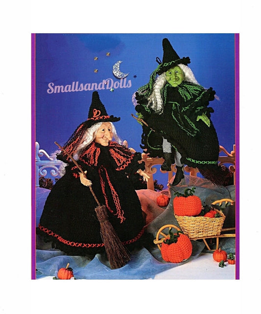 Vintage Crochet Pattern 16" Halloween Witch Doll and Pumpkin PDF Instant Digital Download Tildas Pumpkin Patch 10 Ply