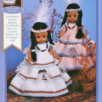 Vintage Crochet Patterns Fawn Indian Princess Dress Outfits for 5.75" Air Freshener or 6" Dolls PDF Instant Digital Download 5 Ply