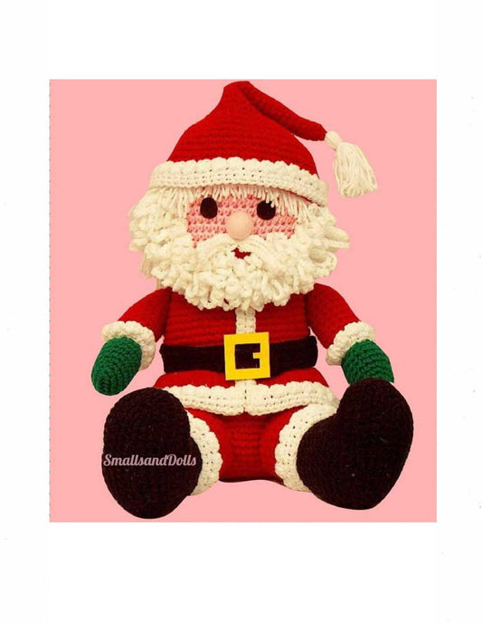 Vintage Crochet Pattern 16" Sitting Santa Claus Amigurumi Doll PDF Instant Digital Download Soft Toy Holiday Doll 4 Ply