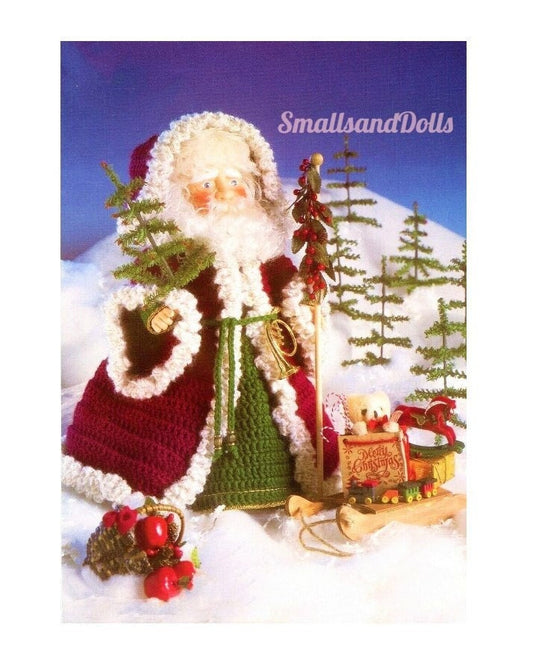Vintage Crochet Pattern 14" Old St Nick Santa Claus Doll Old World Christmas Robe Staff PDF Instant Digital Download 10 Ply