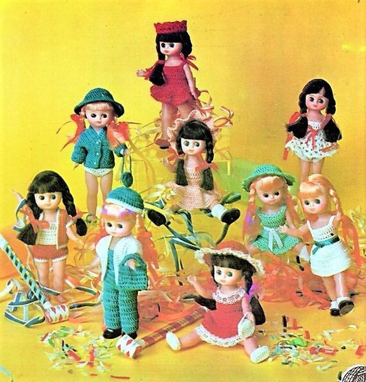Vintage Thread Crochet Pattern Doll Party Clothes Outfits for 7 to 8 Inch Dolls PDF Instant Digital Download Complete Wardrobe & Accessories