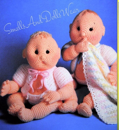 Vintage Crochet Pattern 20" Boy Girl Twins Baby Dolls and Clothing Soft Sculpture Amigurumi  PDF Instant Digital Download Complete Layettes