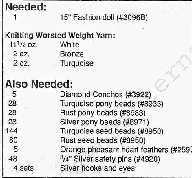 Vintage Crochet Pattern Indian Princess Dress Outfit for 15" Fashion Dolls PDF Instant Digital Download 10 Ply