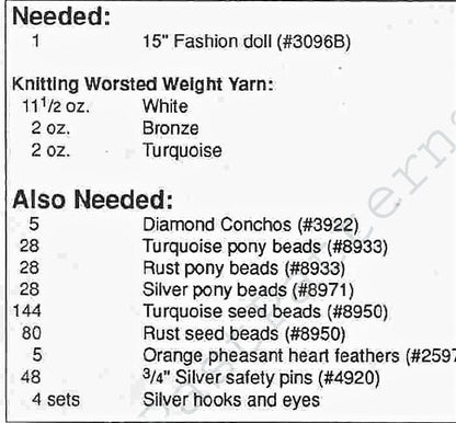 Vintage Crochet Pattern Indian Princess Dress Outfit for 15" Fashion Dolls PDF Instant Digital Download 10 Ply