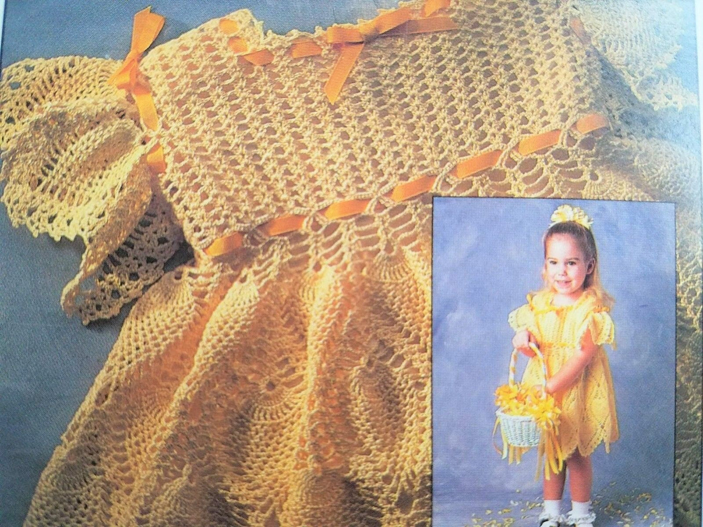 Vintage Crochet Pattern Toddler Girls Crocheted Pineapple Party Dress PDF Instant Digital Download Flower Girl Easter Dress 2T 3T 2-3 yrs