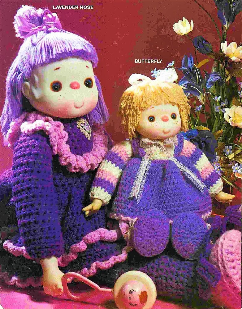 Vintage Crochet Sweeties Yarn Head Doll Patterns 12 to 31 Inch Dolls and Clothes 10 Designs PDF Instant Digital Download Retro 1980s 4 Ply