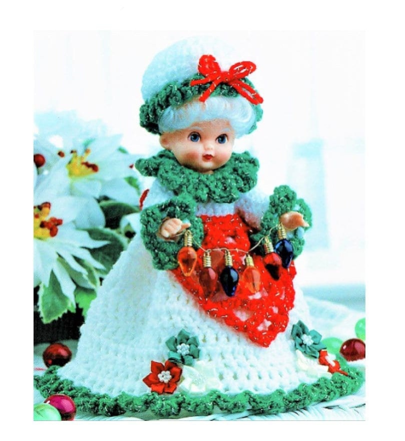 Vintage Crochet Pattern Mrs Santa Claus Christmas Air Freshener Doll PDF Instant Digital Download Holiday Doll 5 Ply