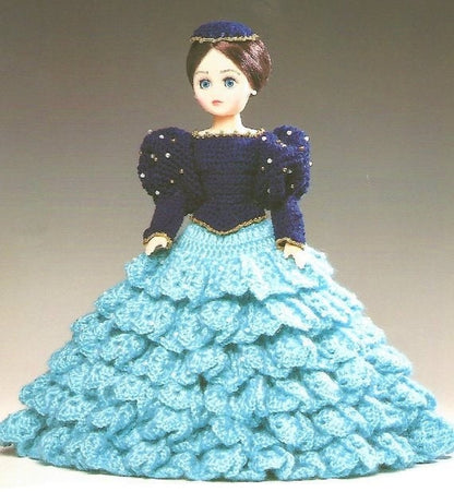 Vintage Crochet Pattern 15" Doll Romantic Shakespearean Renaissance Dress 15 inch Doll PDF Instant Digital Download Fashion Doll Outfit DK