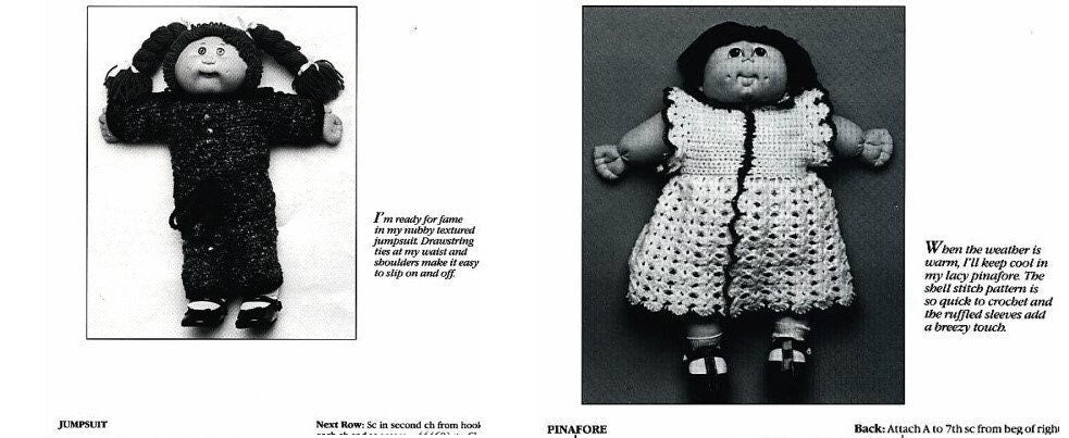 Vintage Crochet Pattern 16 17 19 Inch Soft Sculpture Doll Clothes PDF Instant Digital Download Cabbage Patch Kids 10 School Playtime Outfits