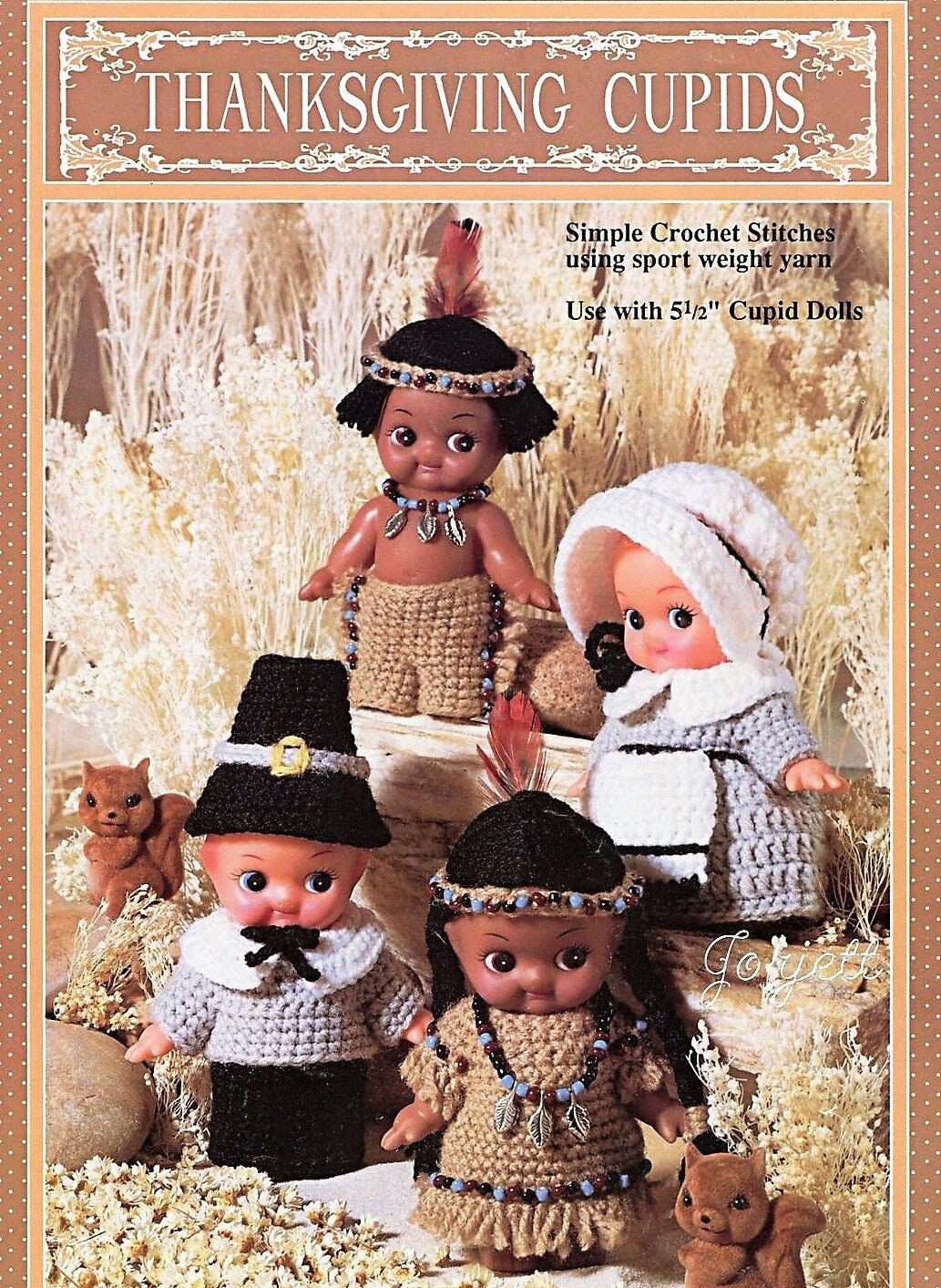 Vintage Crochet Patterns Thanksgiving Pilgrims Indians Outfits for 5-6" Cutie Cupid Kewpie Impkins Dolls PDF Instant Digital Download 5 Ply