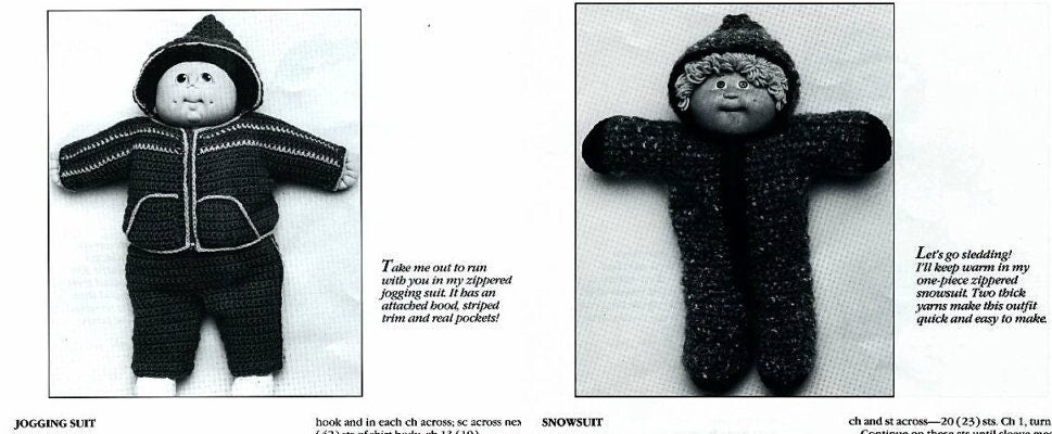 Vintage Crochet Pattern 16 17 19 Inch Soft Sculpture Doll Clothes PDF Instant Digital Download Cabbage Patch Kids 10 School Playtime Outfits