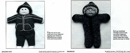 Vintage Crochet Pattern 16 17 19 Inch Soft Sculpture Doll Clothes PDF Instant Digital Download Cabbage Patch Kids 10 School Playtime Outfits