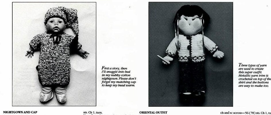 Vintage Crochet Pattern 16 17 19 Inch Soft Sculpture Doll Clothes PDF Instant Digital Download Cabbage Patch Kids 10 School Playtime Outfits