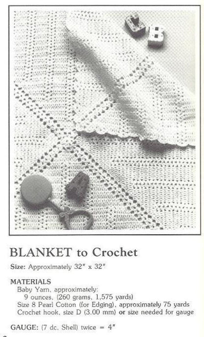 Vintage Crochet Pattern Classic Shell Stitch Heirloom Layette Set Dress Bonnet Booties Blanket PDF Instant Digital Download 0-6m DK 1970s