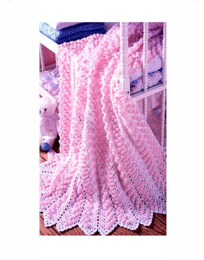 Vintage Crochet Pattern Beautiful Cluster Stitch Baby Afghan Blanket PDF Instant Digital Download Crocheted Lapghan Crib Cover 5 Ply