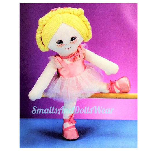 Vintage Sewing Pattern 20" Ballerina Doll Soft Sculpture Cotton Fabric PDF Instant Digital Download Girl Ballet Dancer Stuffed Soft Toy