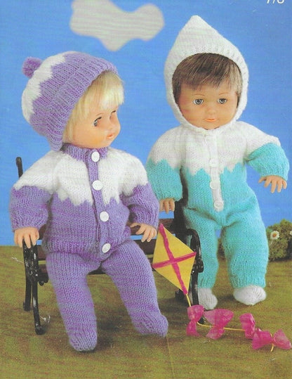 Vintage Knitting Pattern Doll Clothes Cardigan Hat All In One Park Sets 12-14 15-18 19-22 Inch Dolls PDF Instant Digital Download DK