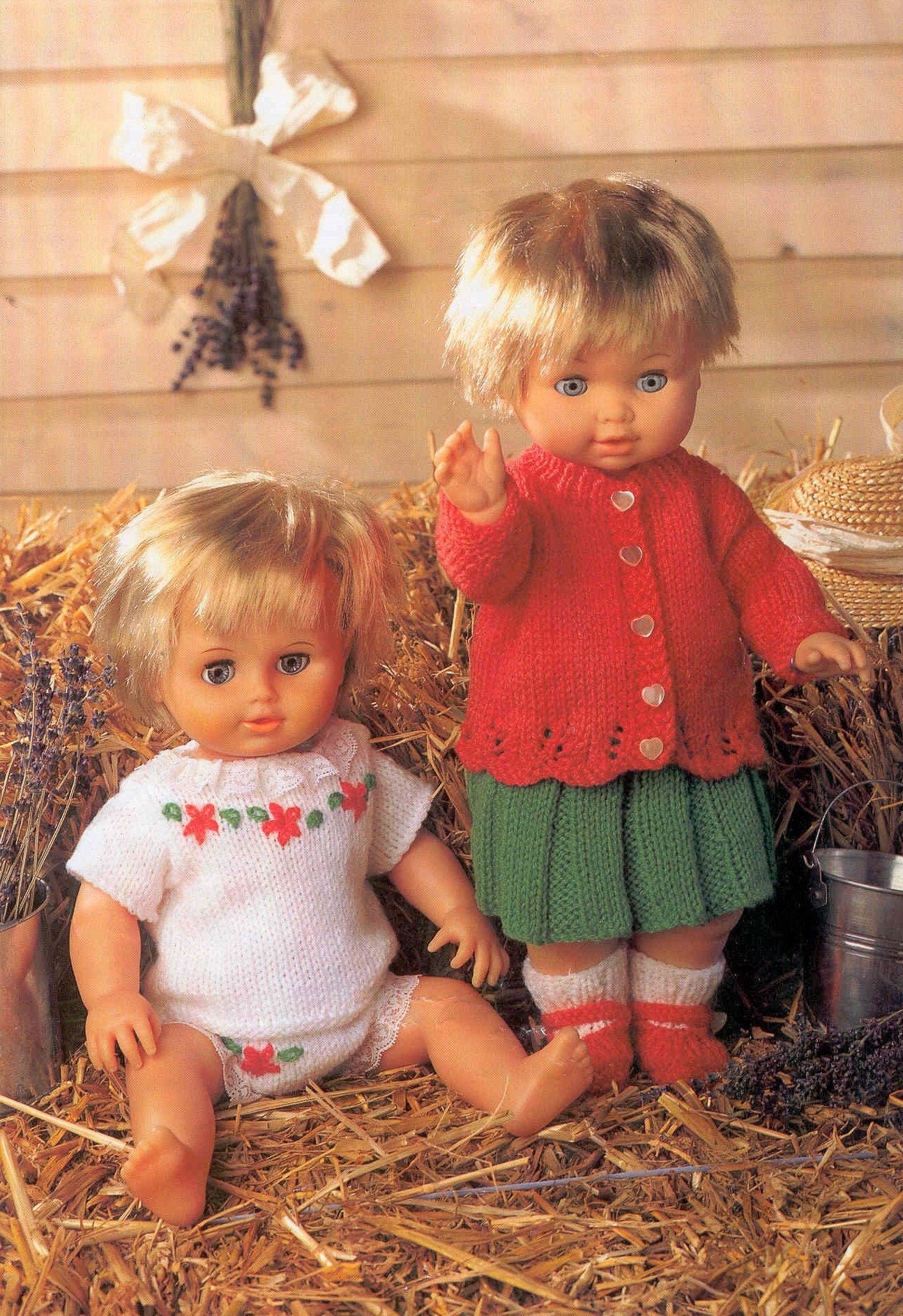 Vintage Knitting Pattern Doll Clothes Pretty Outfits Cardigan Skirt 12-14 15-18 19-22 Inch Dolls PDF Instant Digital Download DK 8 Ply