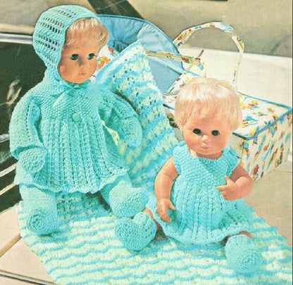 Vintage Knitting Pattern Knit Doll Clothes Outfits Complete Layette For 12 16 Inch Dolls 8 Pieces PDF Instant Digital Download 4 Ply