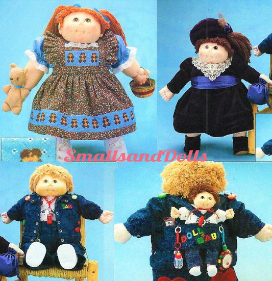 Vintage Sewing Pattern Cute Clothing for 18" Soft Sculpture Fabric Dolls PDF Instant Digital Download Pinafore Victorian Dresses Boys Jacket