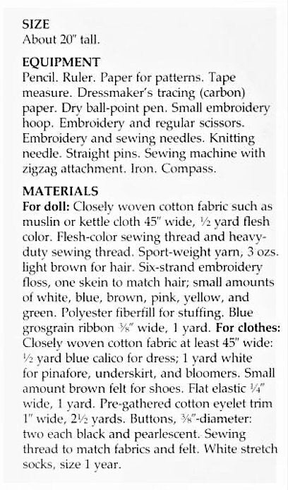 Vintage Sewing Pattern 20" Pretty Ponytail Girl Soft Sculpture Fabric Doll PDF Instant Digital Download Pinafore Party Dress Sewn Soft Toy