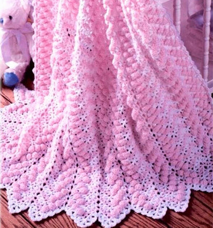 Vintage Crochet Pattern Beautiful Cluster Stitch Baby Afghan Blanket PDF Instant Digital Download Crocheted Lapghan Crib Cover 5 Ply