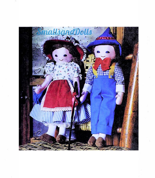 Vintage Sewing Pattern 27" Little Bo Peep and Boy Blue Soft Sculpture Fabric Dolls PDF Instant Digital Download Storybook Girl Boy Soft Toys
