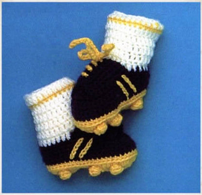 Vintage Crochet Pattern Baby Soccer Shoe Booties Sports Shoes Instant Digital Download Cluster Stitch Cleats 5 Ply