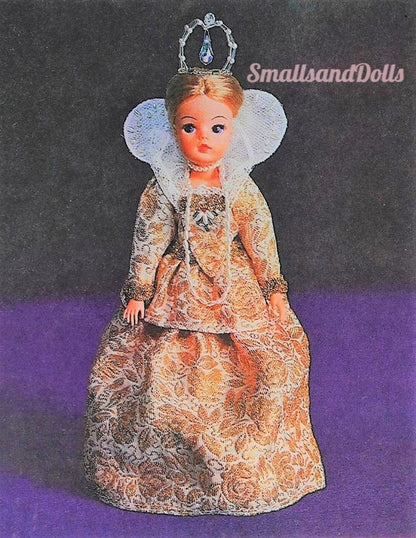 Vintage Sewing Pattern 11.5" Fashion Doll Clothes Elizabethan Costume PDF Instant Digital Download Regal Princess Queen Royal Brocade Outfit