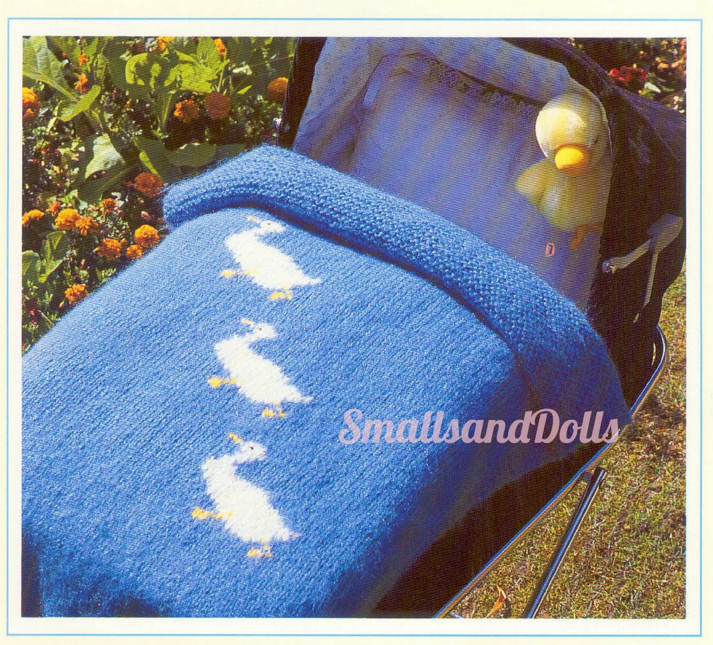 Vintage Knitting Pattern Three Little Puddle Ducks Baby Blanket PDF Instant Digital Download Ducky Crib Cover 26x36 12 Ply