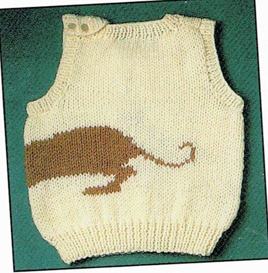 Vintage Knitting Pattern Boys Dachshund Dog Motif Sweater Vest PDF Instant Digital Download Wiener Puppy 1-8 Years 10 Ply 12 Ply