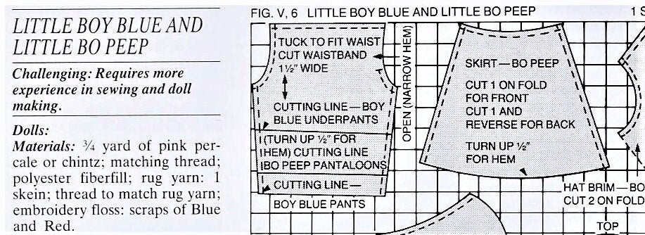 Vintage Sewing Pattern 27" Little Bo Peep and Boy Blue Soft Sculpture Fabric Dolls PDF Instant Digital Download Storybook Girl Boy Soft Toys