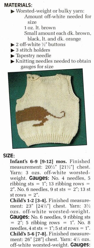 Vintage Knitting Pattern Boys Dachshund Dog Motif Sweater Vest PDF Instant Digital Download Wiener Puppy 1-8 Years 10 Ply 12 Ply